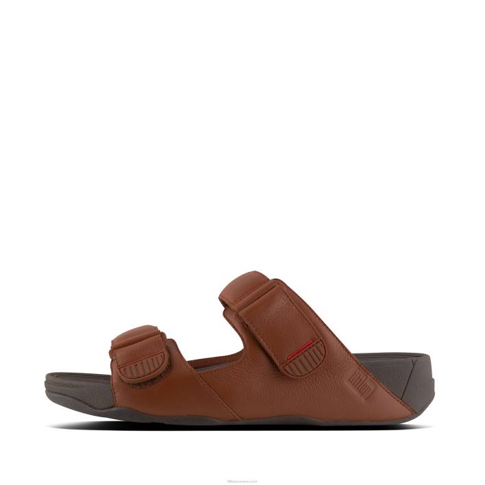 bărbați 8T84T116 bronz închis diapozitive din piele reglabile gogh moc Fitflop