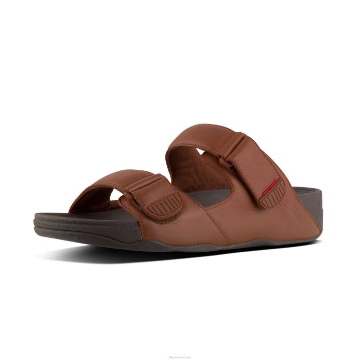 bărbați 8T84T116 bronz închis diapozitive din piele reglabile gogh moc Fitflop