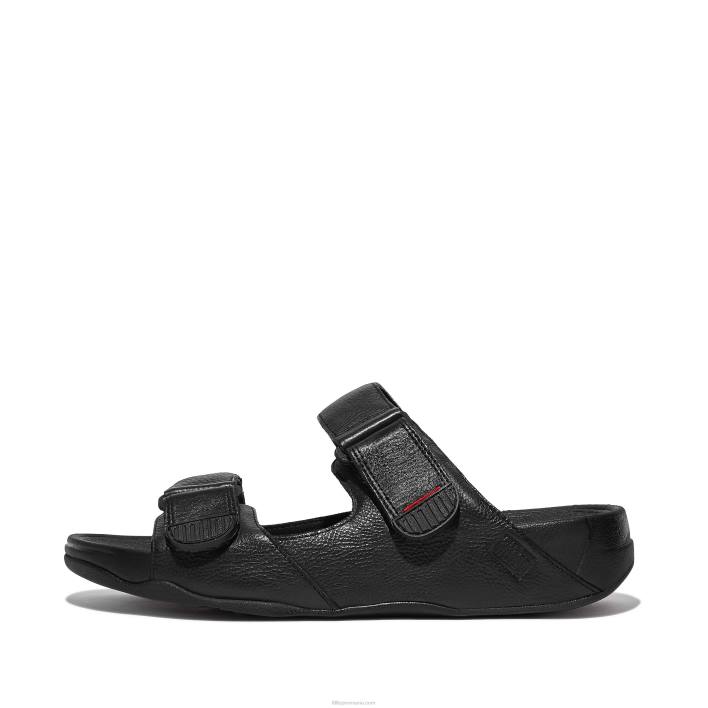 bărbați 8T84T117 negru diapozitive din piele reglabile gogh moc Fitflop