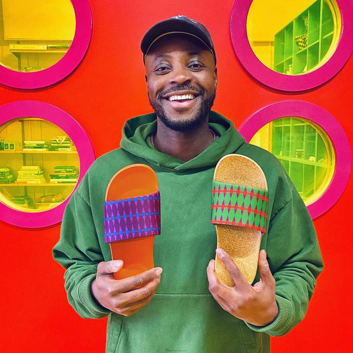 bărbați 8T84T211 verde/rosu aprins tobogane rezistente la apă iqushion x yinka ilori Fitflop