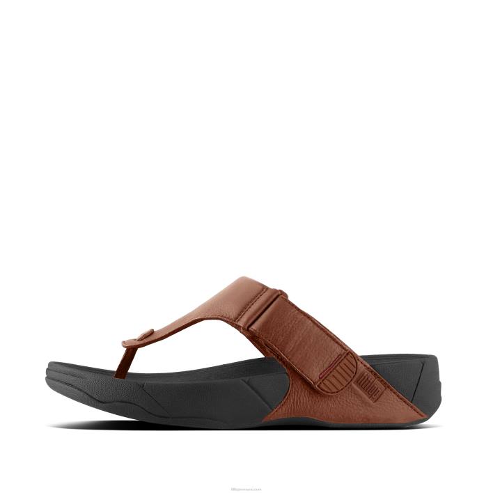 bărbați 8T84T119 bronz închis flip flops din piele trakk ii Fitflop