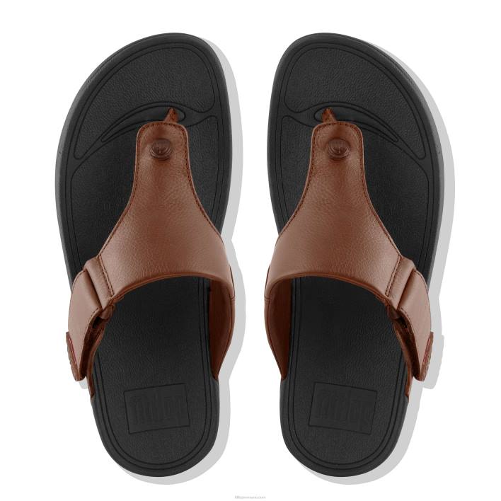 bărbați 8T84T119 bronz închis flip flops din piele trakk ii Fitflop