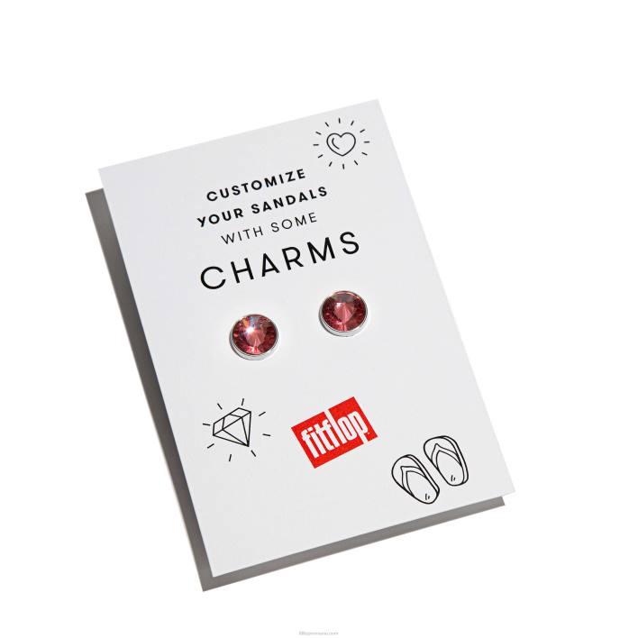 femei 8T84T27 trandafir fucsia Charms iqushion Charms cu cristale rotunde pachet de 2 Fitflop