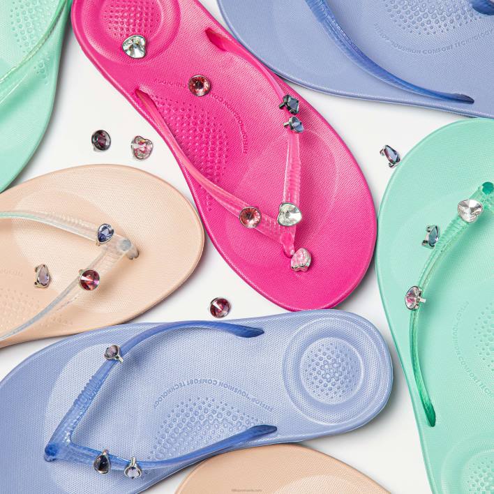 femei 8T84T27 trandafir fucsia Charms iqushion Charms cu cristale rotunde pachet de 2 Fitflop