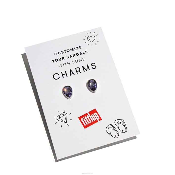 femei 8T84T29 lavandă Charms iqushion Charms cu lacrimi de cristal, pachet de 2 Fitflop