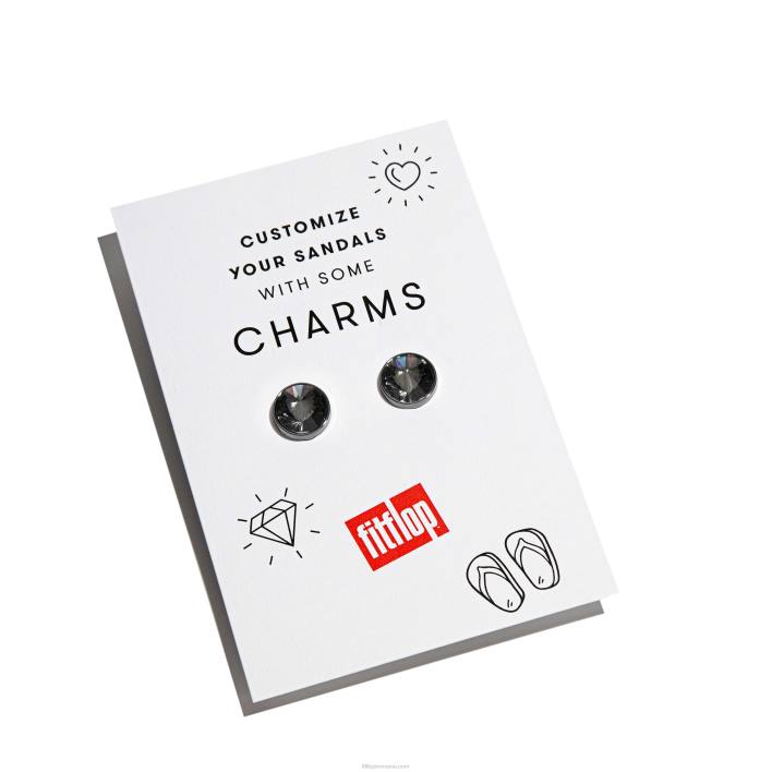 femei 8T84T36 coton Charms iqushion Charms cu cristale rotunde pachet de 2 Fitflop