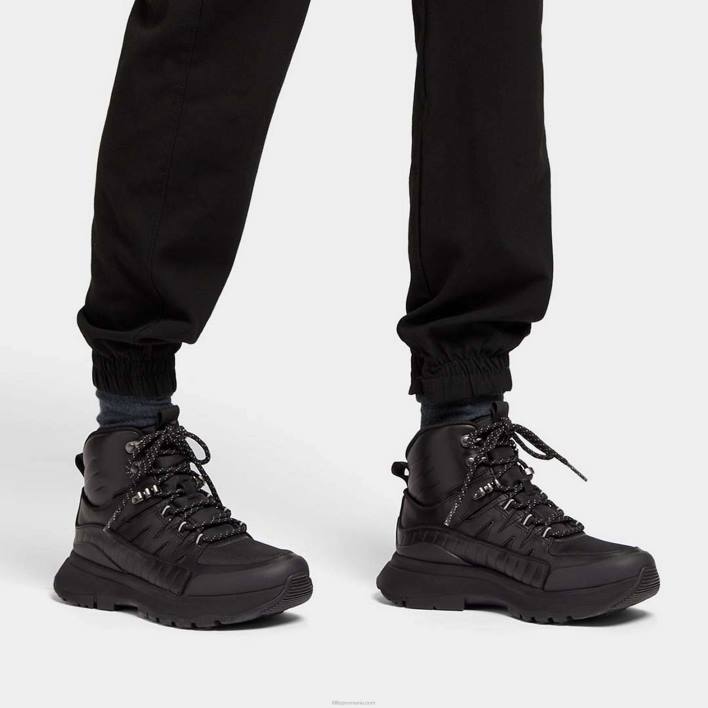 femei 8T84T299 tot negru cizme de mers cu amestec de piele neo-d-hyker Fitflop