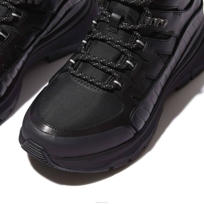 femei 8T84T299 tot negru cizme de mers cu amestec de piele neo-d-hyker Fitflop