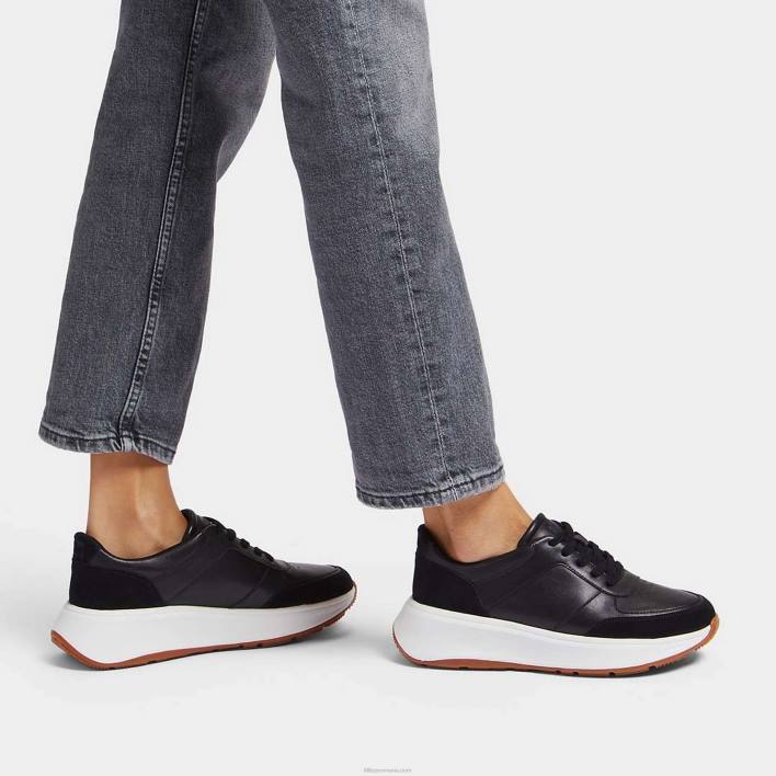 femei 8T84T214 negru Pantofi de sport cu formă f-mode din piele/de piele de căprioară Fitflop