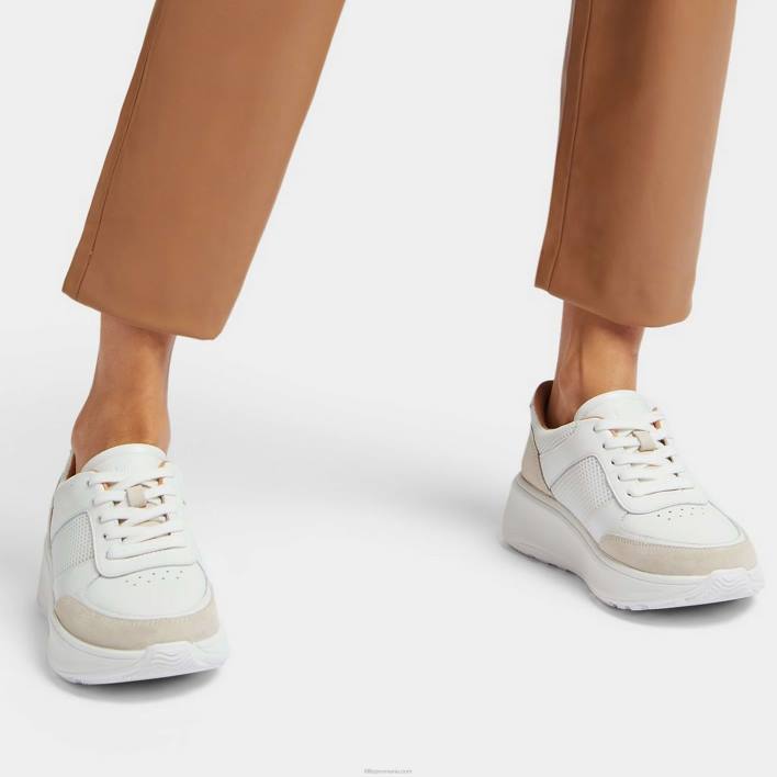 femei 8T84T218 alb/gri Pantofi sport cu formă f-mode din piele/plasă Fitflop