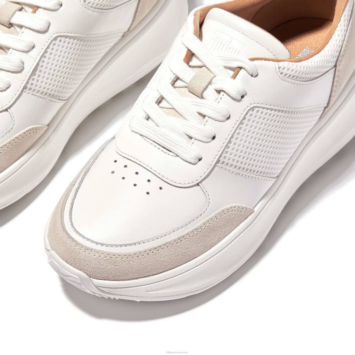 femei 8T84T218 alb/gri Pantofi sport cu formă f-mode din piele/plasă Fitflop