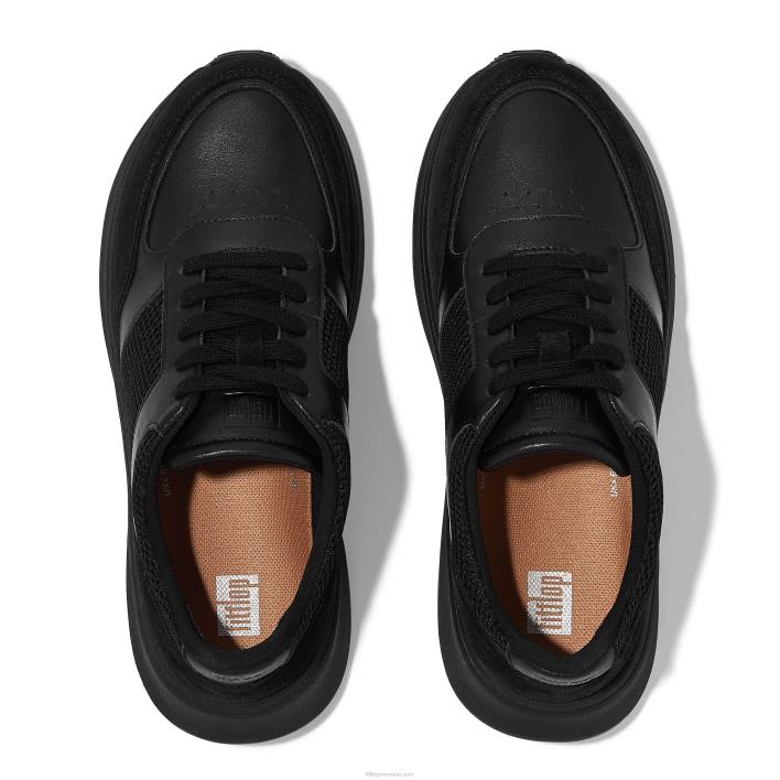 femei 8T84T219 tot negru Pantofi sport cu formă f-mode din piele/plasă Fitflop