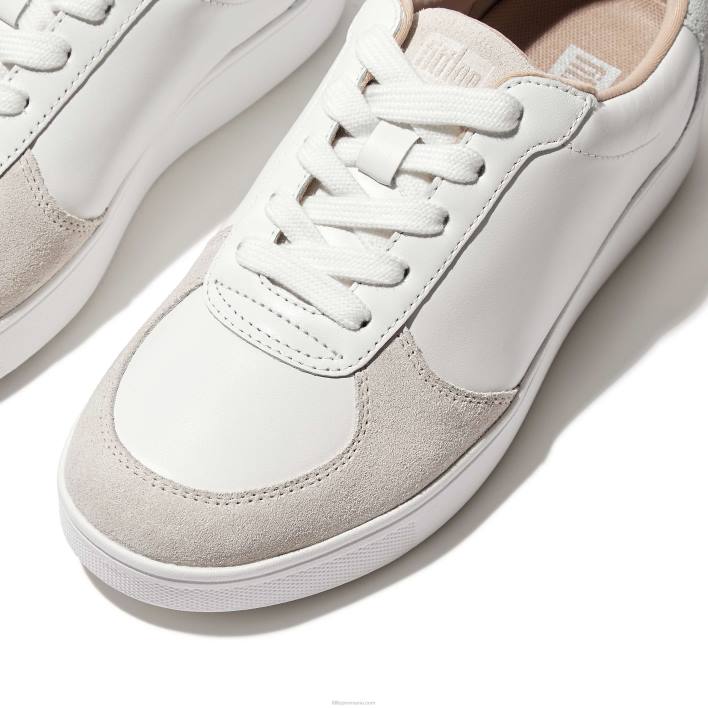 femei 8T84T221 alb/albastru mare pantofi de sport din piele raliu/de piele de căprioară Fitflop