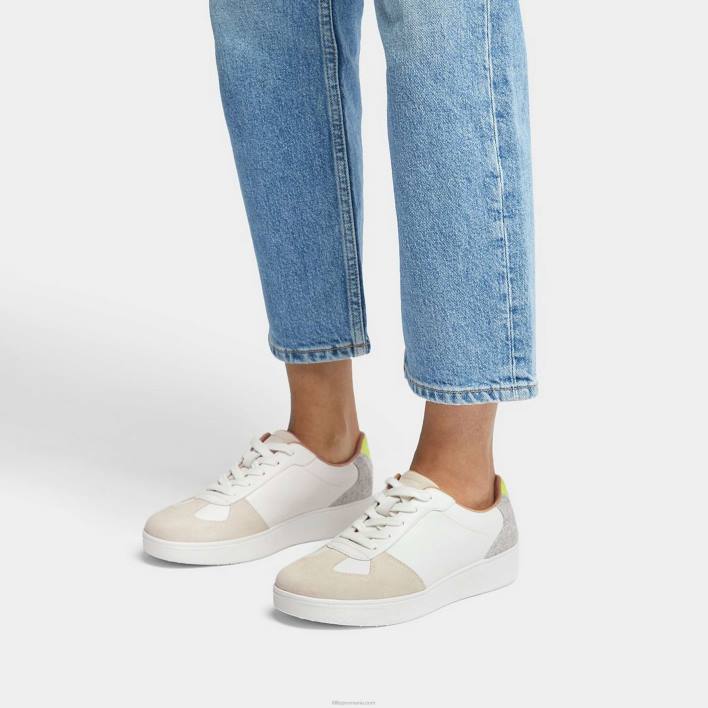 femei 8T84T231 urban alb/gri pantofi sport din piele de raliu/panou din fetru Fitflop