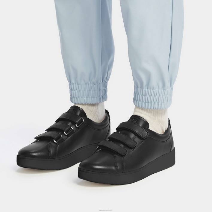 femei 8T84T264 tot negru pantofi sport cu curele din piele de raliu Fitflop