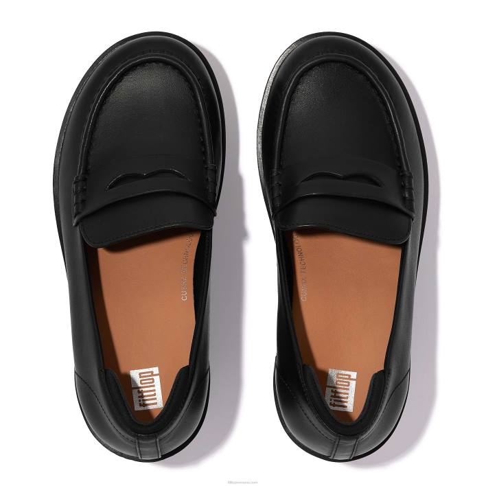 femei 8T84T158 tot negru mocasini cu platforma pilar din piele Fitflop