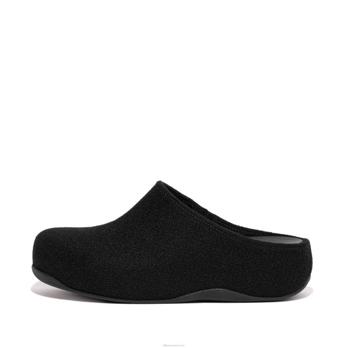 femei 8T84T319 tot negru shuv cushy felt clog papuci Fitflop