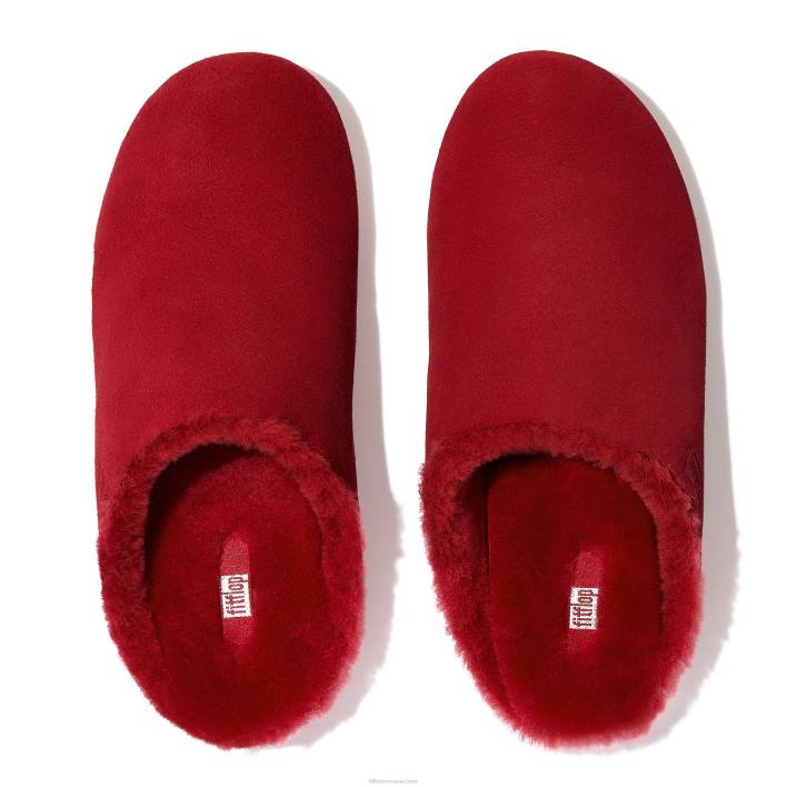 femei 8T84T333 roșu bogat papuci din piele intoarsa captusiti cu shearling chrissie Fitflop