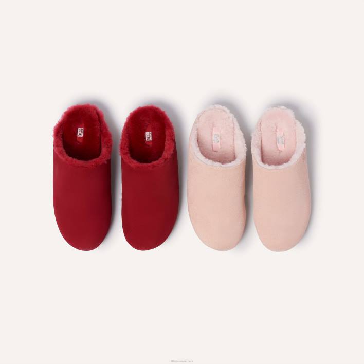 femei 8T84T333 roșu bogat papuci din piele intoarsa captusiti cu shearling chrissie Fitflop