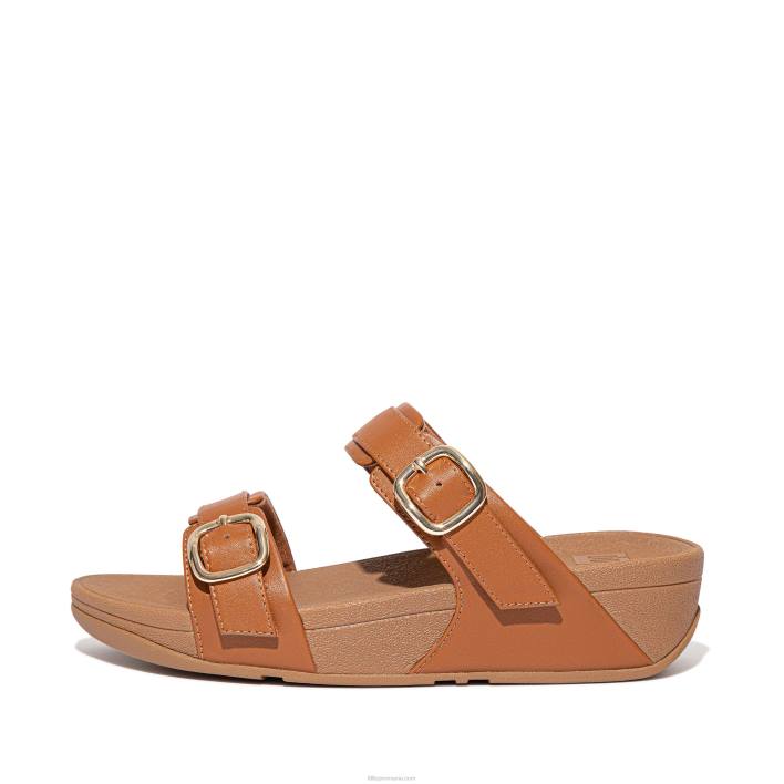 femei 8T84T100 bronz ușor lulu diapozitive reglabile din piele Fitflop