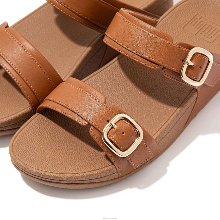 femei 8T84T100 bronz ușor lulu diapozitive reglabile din piele Fitflop