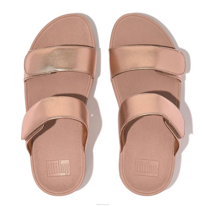femei 8T84T106 aur roz lulu diapozitive reglabile din piele Fitflop