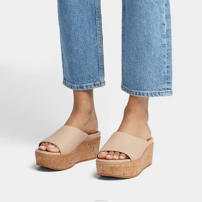 femei 8T84T152 bej piatra Sandale cu pană din piele cu plută eloise Fitflop