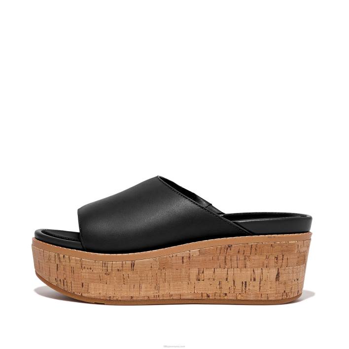 femei 8T84T153 negru Sandale cu pană din piele cu plută eloise Fitflop