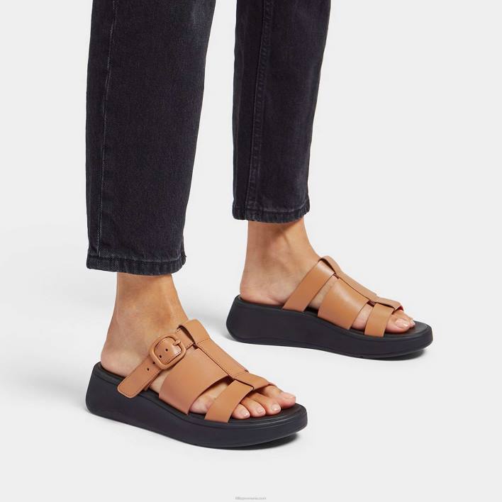 femei 8T84T164 latte tan/orange Sandale de pescar cu formă neon-pop din piele f-mode Fitflop