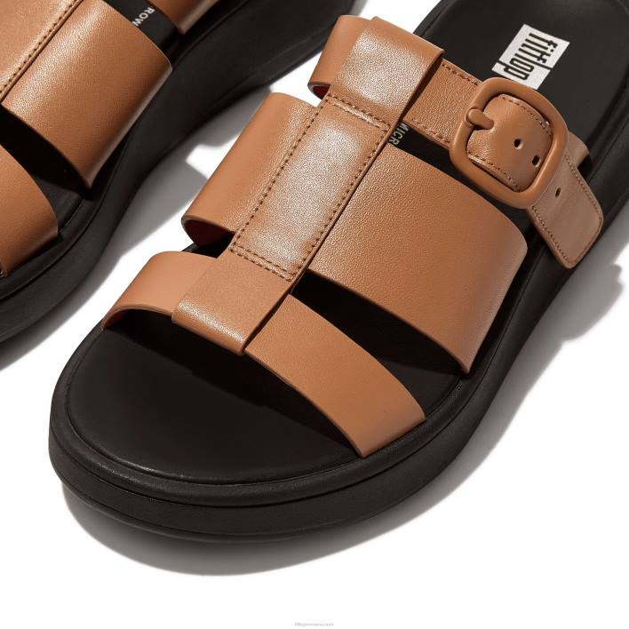 femei 8T84T164 latte tan/orange Sandale de pescar cu formă neon-pop din piele f-mode Fitflop