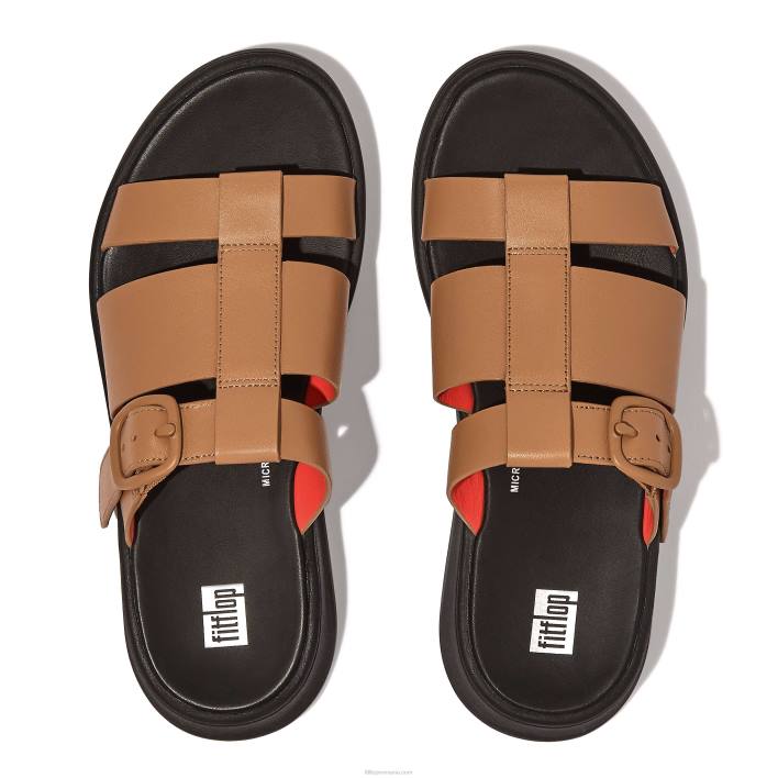 femei 8T84T164 latte tan/orange Sandale de pescar cu formă neon-pop din piele f-mode Fitflop