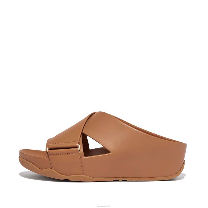 femei 8T84T166 bronz latte diapozitive încrucișate din piele shuv Fitflop