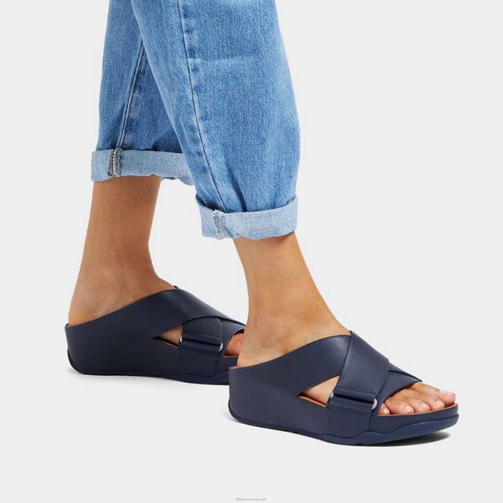 femei 8T84T167 marina de la miezul nopții diapozitive încrucișate din piele shuv Fitflop