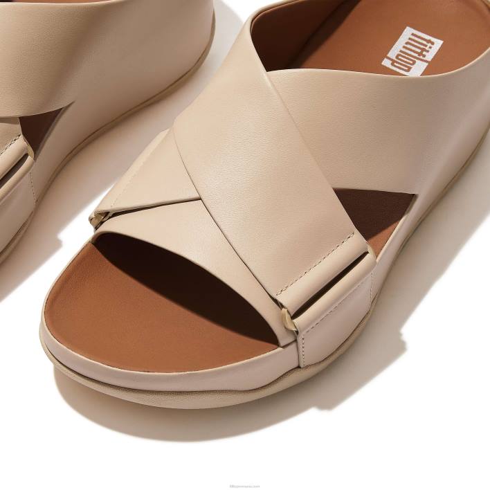 femei 8T84T168 bej piatra diapozitive încrucișate din piele shuv Fitflop