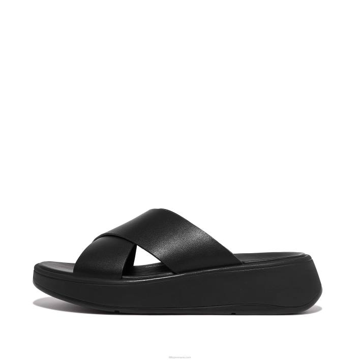 femei 8T84T170 tot negru Sandale încrucișate din piele f-mode Fitflop