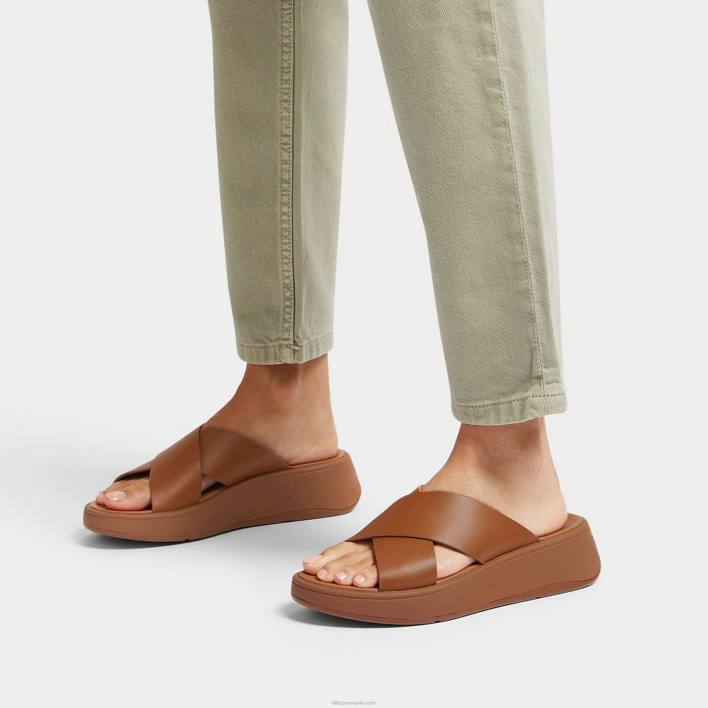 femei 8T84T173 bronz ușor Sandale încrucișate din piele f-mode Fitflop