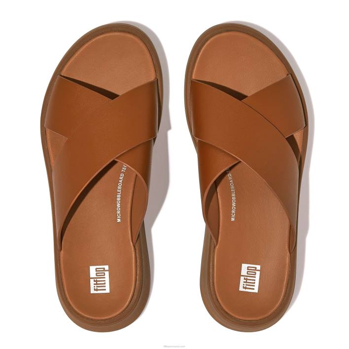 femei 8T84T173 bronz ușor Sandale încrucișate din piele f-mode Fitflop