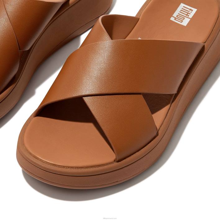 femei 8T84T173 bronz ușor Sandale încrucișate din piele f-mode Fitflop