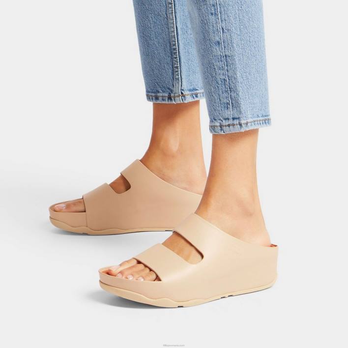 femei 8T84T187 bej piatra shuv diapozitive din piele cu două bare Fitflop