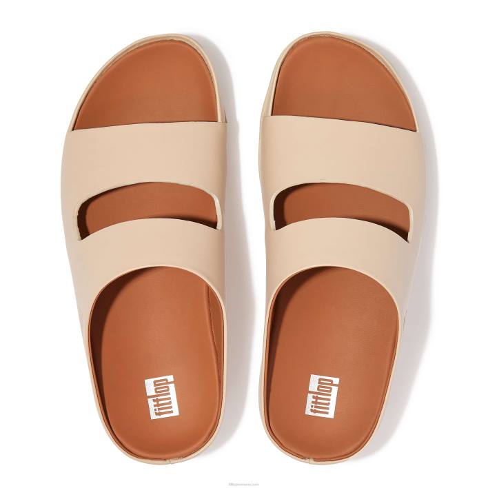 femei 8T84T187 bej piatra shuv diapozitive din piele cu două bare Fitflop