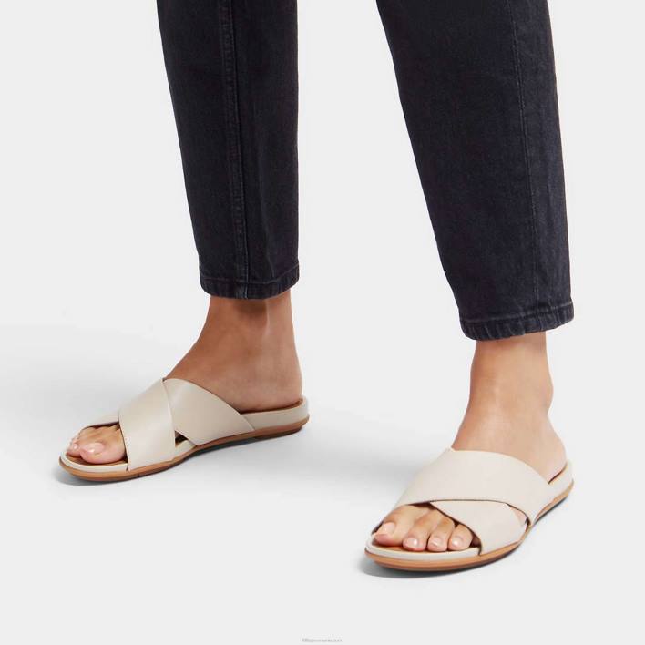 femei 8T84T194 bej piatra diapozitive încrucișate din piele gracie Fitflop