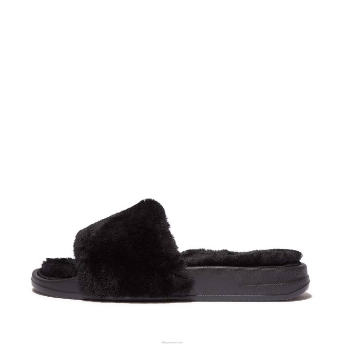 femei 8T84T196 tot negru tobogane din shearling iqushion Fitflop