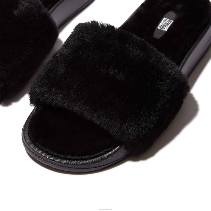 femei 8T84T196 tot negru tobogane din shearling iqushion Fitflop