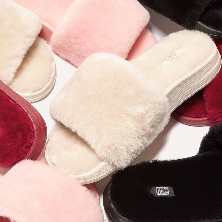 femei 8T84T197 fildeş tobogane din shearling iqushion Fitflop