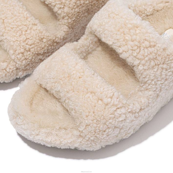 femei 8T84T317 fildeş shuv tobogane din shearling cu două bare Fitflop