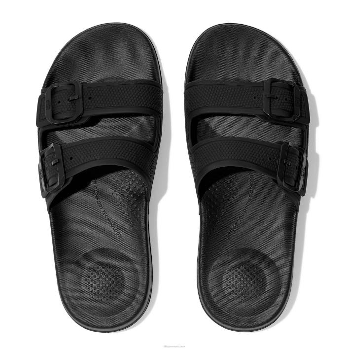 femei 8T84T86 tot negru glisiere cu cataramă iqushion cu două bare Fitflop