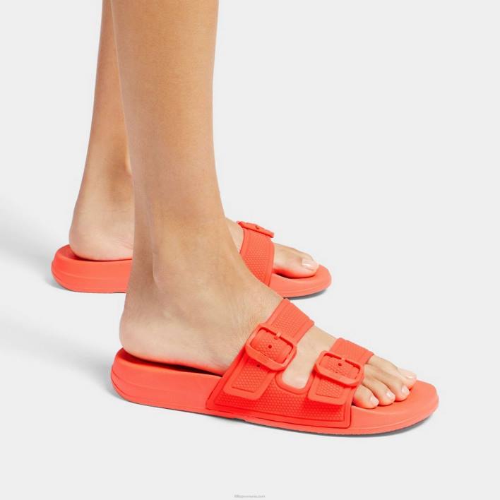 femei 8T84T88 portocaliu neon glisiere cu cataramă iqushion cu două bare Fitflop