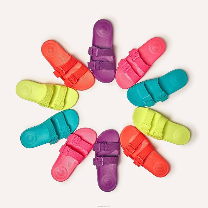 femei 8T84T88 portocaliu neon glisiere cu cataramă iqushion cu două bare Fitflop
