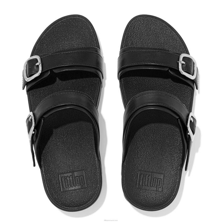 femei 8T84T99 tot negru lulu diapozitive reglabile din piele Fitflop