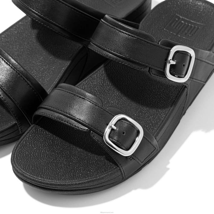 femei 8T84T99 tot negru lulu diapozitive reglabile din piele Fitflop